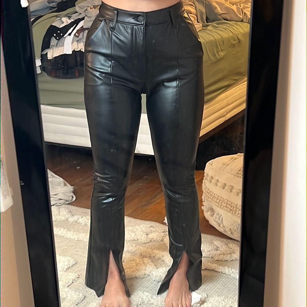Abercrombie Curve Love Hi-Waisted Slim Flare Leather Pants